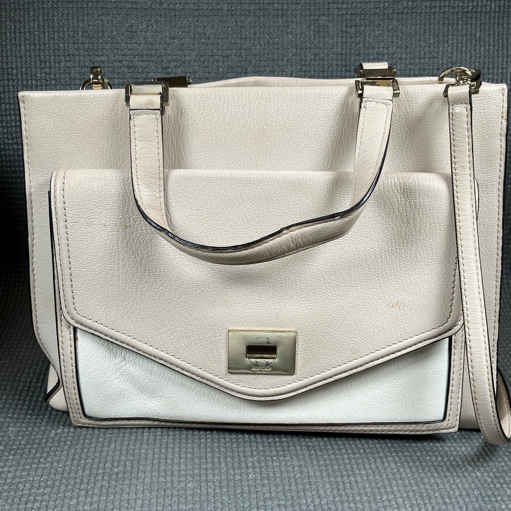 Kate Spade Chantelle Walter Place Satchel Bag Womens Cream Leather Double Handle